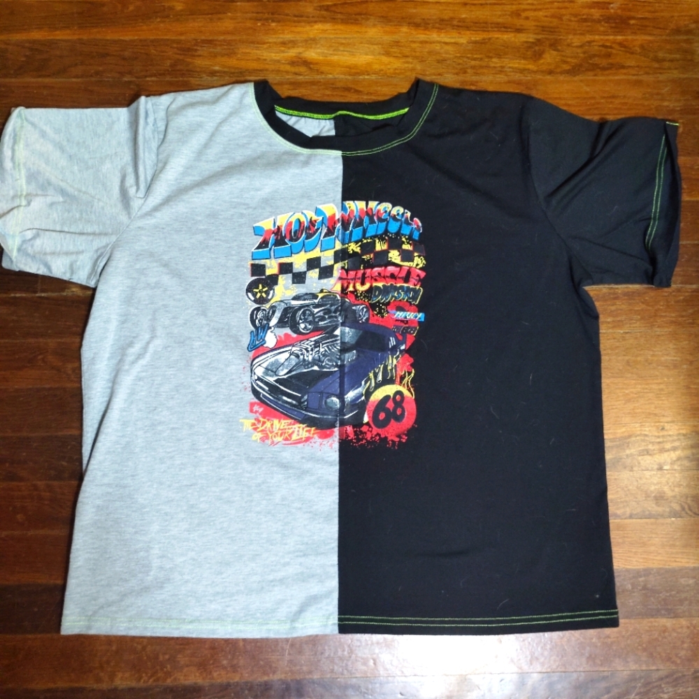 Gray And Black Two-Tone Hot Wheels Graphic T-Shirt